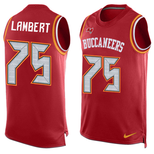 Men's Limited Davonte Lambert Nike Jersey Red - #75 Player Name & Number Tank Top NFL Tampa Bay Buccaneers